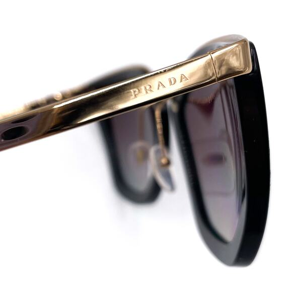 Prada Cinema Sunglasses Cat Eye Black Frame Gold Trim Gradient Lens SPR 53S - Picture 8 of 13